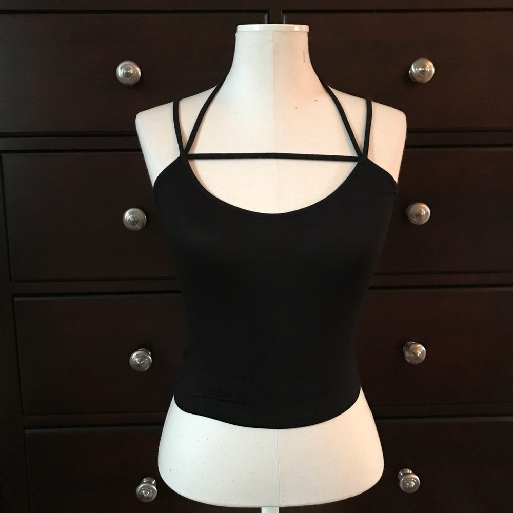 Nasty Gal black crop with fun details!